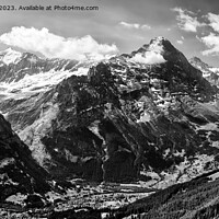 Buy canvas prints of Grindelwald and Eiger pan monochrome by Graham Moore