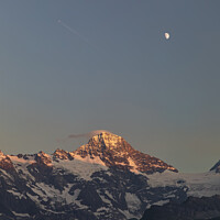 Buy canvas prints of Jungfrau and Moon sunset by Graham Moore