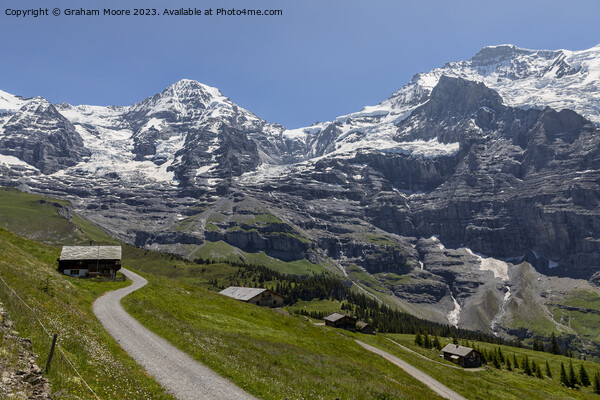 Monch Jungfrau and Jungfraujoch Picture Board by Graham Moore