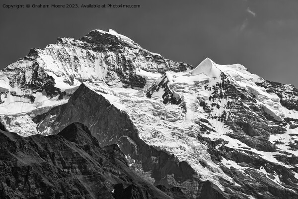 Jungfrau and Silberhorn monochrome Picture Board by Graham Moore