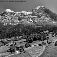 Buy canvas prints of Eiger above Grindelwald monochrome by Graham Moore