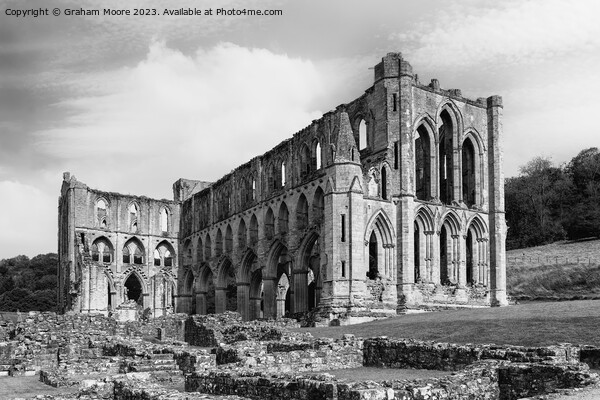 Rievaulx Abbey monochrome Picture Board by Graham Moore