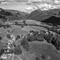 Buy canvas prints of Borrowdale and Rosthwaite village monochrome by Graham Moore