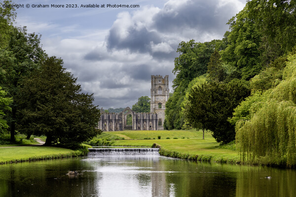Fountains Abbey river and weir Picture Board by Graham Moore