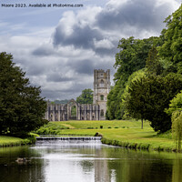 Buy canvas prints of Fountains Abbey river and weir by Graham Moore
