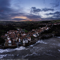 Buy canvas prints of Robin Hoods Bay sunset tide in by Graham Moore