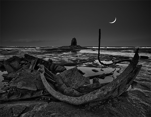 Black Nab and crescent moon Picture Board by Graham Moore