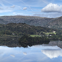 Buy canvas prints of Grasmere panorama by Graham Moore
