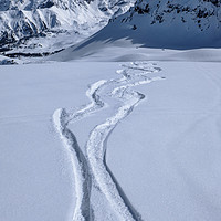 Buy canvas prints of Snowboard tracks by Graham Moore