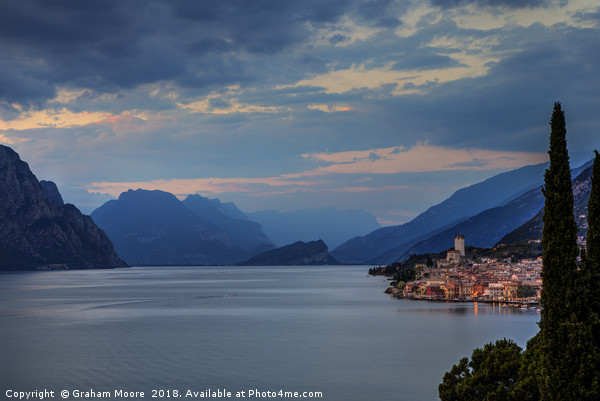 Malcesine in the evening Picture Board by Graham Moore
