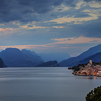 Buy canvas prints of Malcesine in the evening by Graham Moore