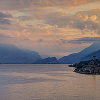 Buy canvas prints of Malcesine at sunrise by Graham Moore