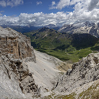 Buy canvas prints of Belvedere from Sass Pordoi by Graham Moore