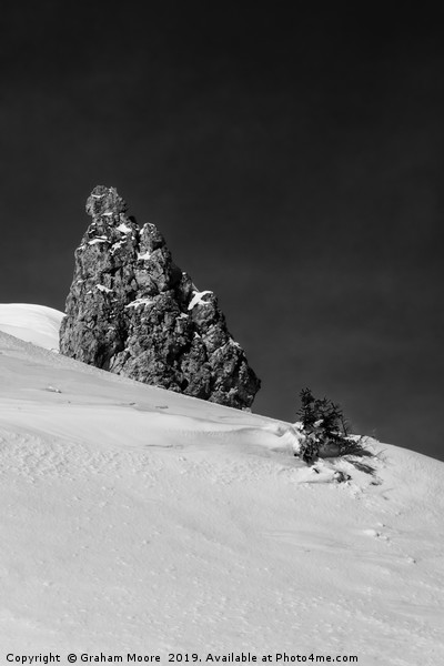 Snow and Rock monochrome Picture Board by Graham Moore
