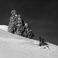 Buy canvas prints of Snow and Rock monochrome by Graham Moore