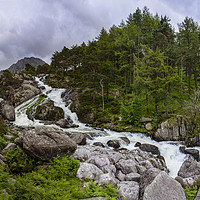 Buy canvas prints of Ogwen Lower Falls by Graham Moore