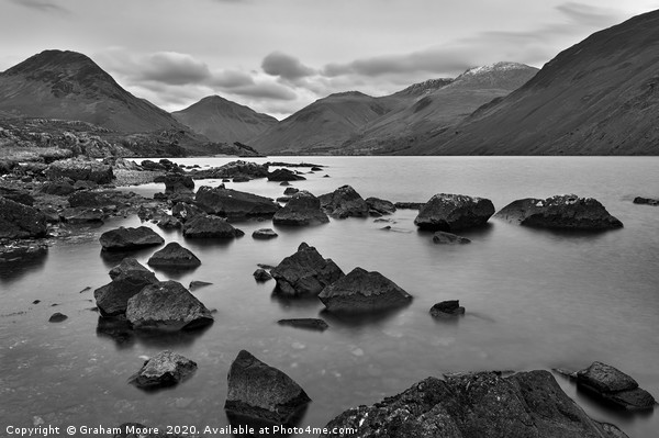 Wastwater at blue hour monochrome Picture Board by Graham Moore