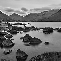 Buy canvas prints of Wastwater at blue hour monochrome by Graham Moore