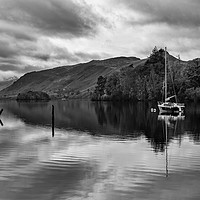 Buy canvas prints of Derwentwater and Castle Crag monochrome by Graham Moore