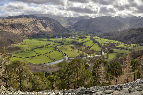 Borrowdale from Castle Crag scree Picture Board by Graham Moore