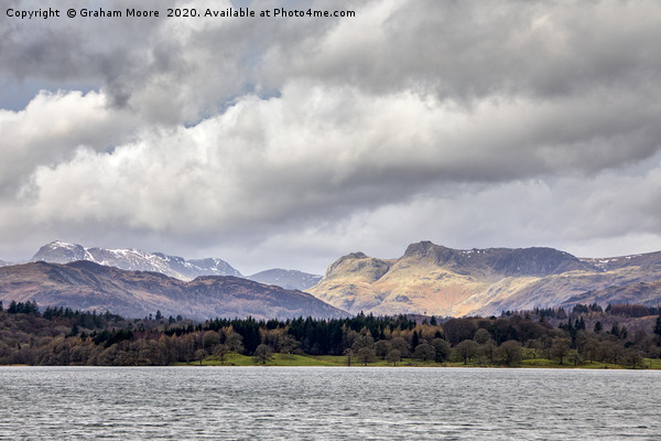 The Langdale Pikes across Windermere Picture Board by Graham Moore