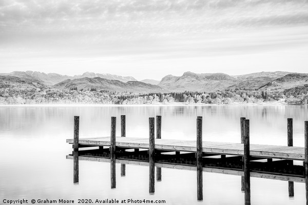 Lake Windermere monochrome Picture Board by Graham Moore