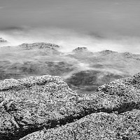 Buy canvas prints of Waves on rocks monochrome by Graham Moore