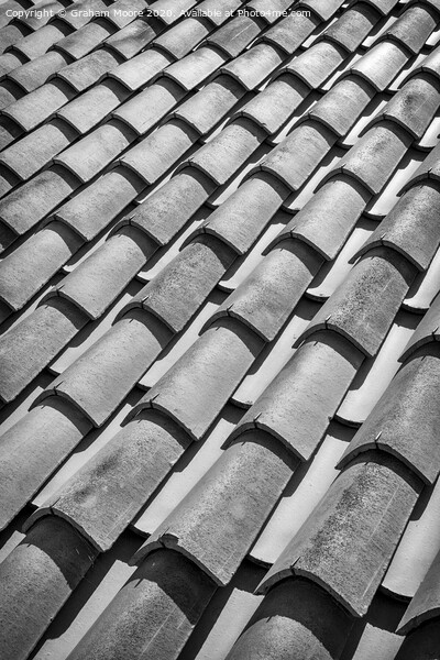 Traditional tiled roof monochrome Picture Board by Graham Moore