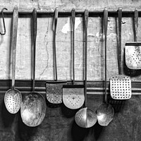 Buy canvas prints of Old fashioned kitchen utensils by Graham Moore