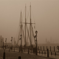 Buy canvas prints of Foggy Canning Dock in Liverpool by Paul Farrell Photography