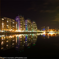 Buy canvas prints of Salford Quays at night by Paul Farrell Photography