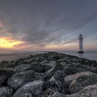 Buy canvas prints of Perch Rock lighthouse after sunset by Paul Farrell Photography
