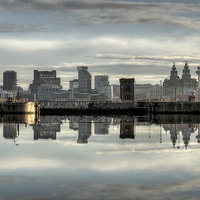 Buy canvas prints of Liverpool skyline reflected by Paul Farrell Photography