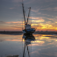 Buy canvas prints of Sunset reflections at Meols by Paul Farrell Photography