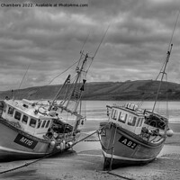 Buy canvas prints of New Quay Fishing Boats Black and White  by Martin Chambers