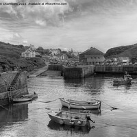 Buy canvas prints of Porthgain Harbour, Pembrokeshire in Black and White  by Martin Chambers
