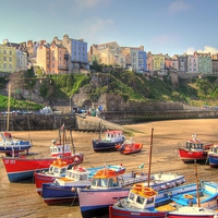 Buy canvas prints of Fishing Boats, Tenby by Martin Chambers
