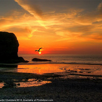 Buy canvas prints of Llangrannog Sunset by Martin Chambers