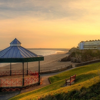 Buy canvas prints of Bandstand and South Beach Tenby by Martin Chambers
