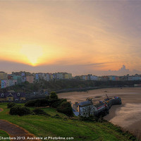 Buy canvas prints of Dusk over Tenby by Martin Chambers
