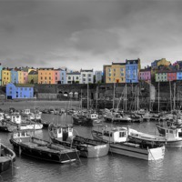 Buy canvas prints of Tenby Harbour - Selective Colouring by Martin Chambers