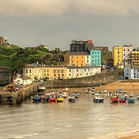 Buy canvas prints of Tenby in March Panorama by Martin Chambers