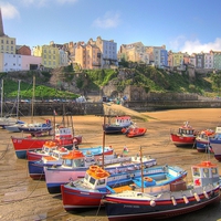 Buy canvas prints of Tenby Colourful Fishing Boats by Martin Chambers