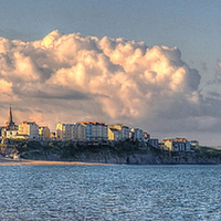 Buy canvas prints of  Tenby from South Beach Panorama by Martin Chambers