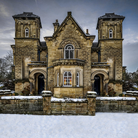 Buy canvas prints of  Country house in the Peak District snowy Christma by Robin East