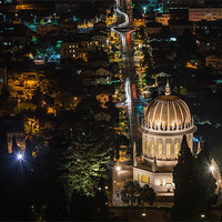 Buy canvas prints of Bahai temple at night by Michael Goyberg