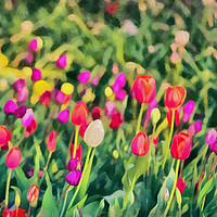 Buy canvas prints of Tulips. Monet style digital painting. by Michael Goyberg