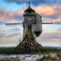Buy canvas prints of Windmill Watercolour by Jason Green