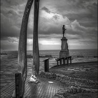 Buy canvas prints of Whitby Whale bones with James Cook by Jason Green