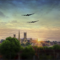 Buy canvas prints of  Lancaster Flyby Lincoln Cathedral by Jason Green